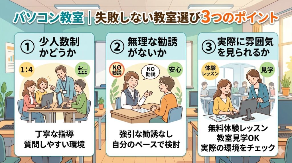 失敗しない教室選び3つのポイント